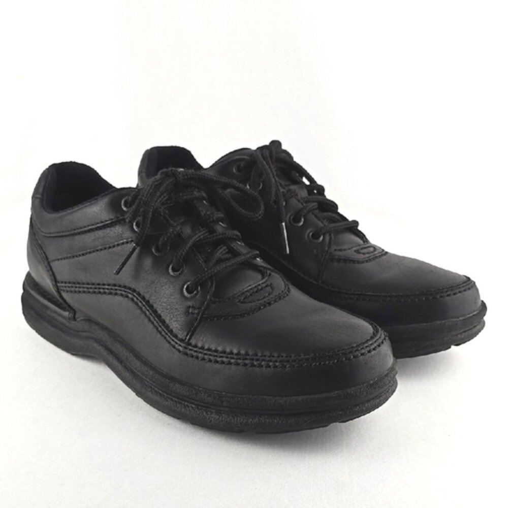 Rockport Men's Black Leather Lace Up Oxfords Shoes Work Walking Comfort Sz 10.5 - Picture 3 of 16